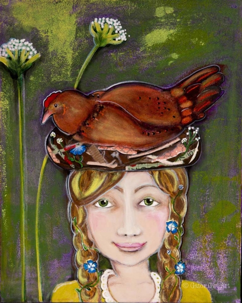 In the Garden by Nancy Wolfe Kimberly | Canvas and ink In the Garden